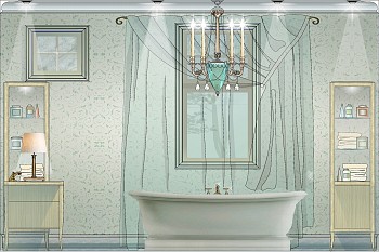 Интерьер ванной комнаты в стиле русской усадьбы